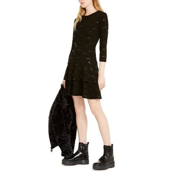 Michael Kors A-Line Dress Medium Black Sequins‎ - Picture 7 of 7